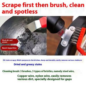 Juego de limpieza multifuncional para cocina del hogar, cinco piezas, incluye cepillo para estufa y raspador para campana extractora, hecho de plástico duradero - Product Image 2