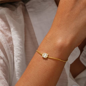 CANNER-<span class=keywords><strong>Pulsera</strong></span> <span class=keywords><strong>de</strong></span> circón <span class=keywords><strong>de</strong></span> <span class=keywords><strong>pan</strong></span> cuadrado <span class=keywords><strong>de</strong></span> plata esterlina S925, cuentas redondas pequeñas, <span class=keywords><strong>pulsera</strong></span> <span class=keywords><strong>de</strong></span> cadena chapada en <span class=keywords><strong>oro</strong></span> <span class=keywords><strong>de</strong></span> 18K para mujer, joyería - Product Image 4