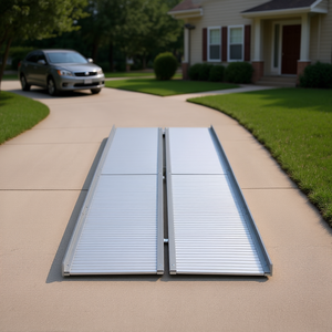 Rampe pliante portable pour fauteuils roulants, 8 pieds, aluminium argenté, pour fauteuils roulants et aides à la mobilité - Product Image 2