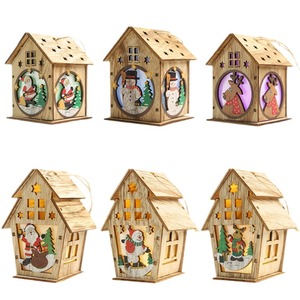 Wooden Christmas House with Lights, New Cross-Border Christmas Creative Assembled <b>Small</b> House <b>Ornament</b>, Illuminated Colorful - Product Image 5