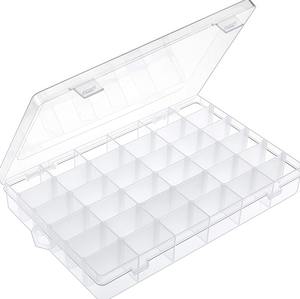 Boîte de rangement en plastique transparente personnalisable avec séparateurs amovibles <span class=keywords><strong>pour</strong></span> bijoux, perles, matériel de pêche, organisateur - Product Image 1