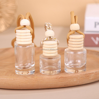 Diffuseur suspendu personnalisable pour voiture, flacon en verre rechargeable avec bouchon à vis en bois en forme de couronne, 5ml, 8ml, 12ml