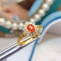 Wholesale Personalized Custom Made 925 Sterling Silver 18k Gold Plated Natural Red Sapphire Anniversary Party Women Ring