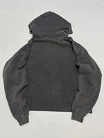 Vente en gros de sweats à capuche oversize pour hommes en coton épais, délavés à l'acide, vintage, zippés, écologiques, avec patchs usés, style streetwear