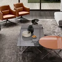 北欧モダンシンプルラウンドテーブルファッションステンレスデザイン大理石トップコーヒーテーブル