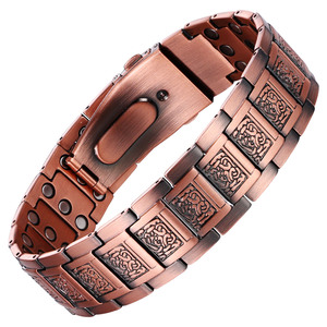 Bracelet BioMagnétique Ajustable pour Hommes et Femmes, en Cuivre Pur, Motif Trèfle, Pierres Incrustées, Énergisant et Guérissant - Product Image 2