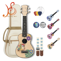 Ukulele pour enfants débutants HUASHENG avec 4 cordes, finition polie, dos/côtés en érable, touche en ébène - Cadeau éducatif musical