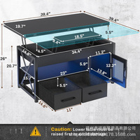 Table basse relevable LED personnalisée en usine, nouvelle table de rangement multifonctionnelle élégante pour salon