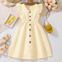 Robe de princesse rayée à manches volantées pour filles, nouvelle collection été 2025, style tendance, vêtements pour enfants
