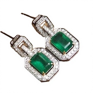 Boucles d'oreilles pendantes en zircon vert, plaqué argent 925, bijoux élégants vintage pour mariage, fête, DIAMOND - Product Image 4