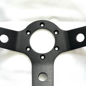 स्टीयरिंग व्हील volant टनिंग रैली रेसिंग पीली पट्टी 6061 मैट एल्यूमीनियम 14 इंच 350 मिमी व्यास 90 मिमी गहराई - Product Image 4