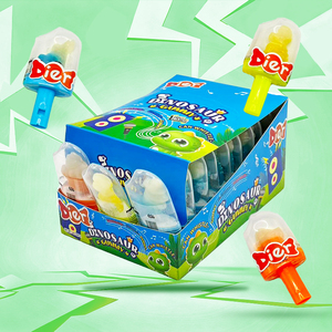 Bonbons en gros, étiquette privée personnalisée, bonbons en vrac, sucettes en forme de dinosaure, sifflet, 3 saveurs de fruits assorties, jouet interactif pour enfants - Product Image 1
