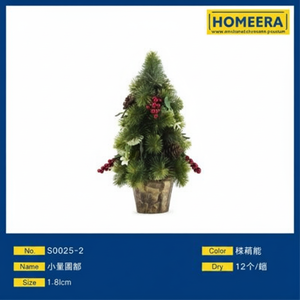 Mini albero di Natale Pre-illuminato con rami di pino incernierati e decorazioni a bacca rossa sfuse da 12 per decorazioni per le vacanze in casa - Product Image 1