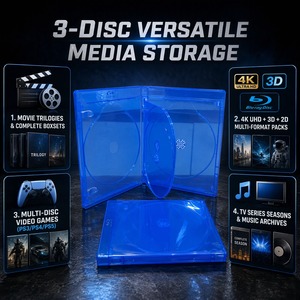Estuche Ecológico para 3 Discos Blu-Ray, Caja de Almacenamiento de Video Reciclable de PP Azul de Múltiples Capacidades para Colección de Series de Películas en Trilogía - Product Image 4