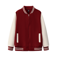 Veste de baseball unisexe à contraste de couleurs, bordure côtelée, poches, logo personnalisé, veste de sport