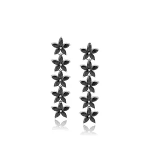 A00505132 Xuping Jewelry Elegance Fashion Personality Design Black Diamond Flower Shape Long Earrings