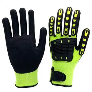 レベル5耐衝撃性機械手袋TPRパームニトリル高品質黒安全作業機械切断耐性手袋