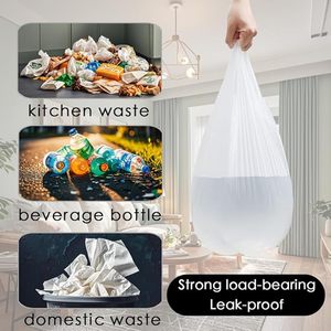 <b>Large</b> Handheld Kitchen Trash Bags for Home, Thickened Vest Style, Leak Proof, Milky White, Suitable Daily Waste Storage - Product Image 5