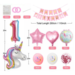 Foil Number Balloons 32 Inch 0-9 Children Cartoon <strong>Unicorn</strong> Birthday <strong>Party</strong> Balloons Decoration Set Wholesale - Product Image 2