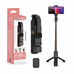 Mini trépied JC-03S avec lumière LED intégrée, poignée droite en aluminium de 740 mm format poche - Product Image 2