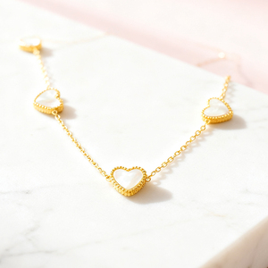 Set di Gioielli in Acciaio Inossidabile 316L Placcato Oro 18K con Madreperla a Forma di Cuore, Collana, Bracciale e Orecchini Delicati, Set Regalo Ipoallergenico OEM - Product Image 6
