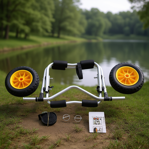Carrito de Remolque para Canoas de Aleación de Aluminio Plateado, Plegable, de 1.5 mm, Accesorio para Kayak, para Uso Recreativo en Lagos y Ríos - Product Image 2