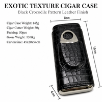 Étui à cigares portable de luxe en cuir pour 3 cigares, étui à cigares de voyage, boîte à cigares en cuir véritable, coupe-cigares en bois de cèdre espagnol