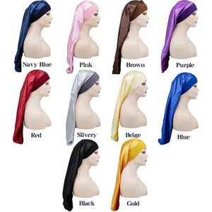 Bonne Polyester Femmes 100% Bandeau <span class=keywords><strong>en</strong></span> soie Avec Satin Élastique Bande Élastique Cheveux Longs Bonnets - Product Image 5