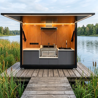 Bar de piscine extérieur, cuisine extérieure, station de boissons modulaire préfabriquée en acier étanche pour hôtel de luxe