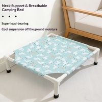 Lit surélevé pour animaux de compagnie avec cadre en bois et tissu en coton et lin pour chien et chat, respirant, lavable, confortable
