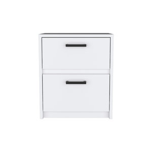 Trivor 2 <b>Drawer</b> Nightstand White Metal Handles Storage <b>Side</b> <b>Table</b> - Product Image 2