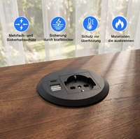 Prise de table encastrée personnalisée avec gestion des câbles et double charge USB pour les bureaux et les maisons en Allemagne, en Italie et au Chili
