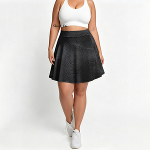 Women <strong>Black</strong> Embossed Texture <strong>Skort</strong> 3D Effect Graphic Athletic Tennis Skirt with Phone Pocket High Waisted Gym Wear - Product Image 2