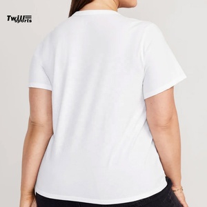 T-shirt décontracté d'été pour femme en twill 100 % coton de haute qualité, avec logo personnalisé imprimé et brodé, manches courtes, respirant et séchage rapide - Product Image 4