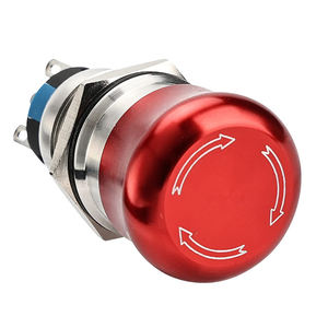 Bouton d'arrêt d'urgence avec câble, connecteur, faisceau de câbles, prise, sécurité IP65, acier inoxydable, aluminium - Product Image 1