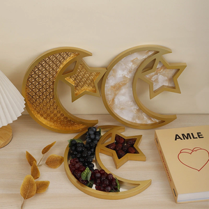 Artesanías de Madera con Estrellas y Luna DAMAI, Decoraciones de Eid Mubarak, Bandejas para Frutas, Decoración para el Festival de Ramadán - Product Image 2