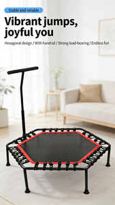 Équipement de gym à domicile CE, trampoline de fitness, trampoline hexagonal silencieux de 45 pouces, lit de saut pour exercices cardio en intérieur/extérieur - Product Image 6