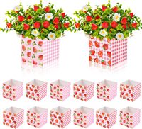 12 pièces de centres de table en forme de fraise, boîtes de décoration de fête, boîtes à fleurs en forme de fraise pour anniversaire, baby shower, mariage