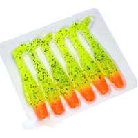 Leurre de pêche souple flottant en ABS/PVC de 80 mm, queue en T, pack de 6 pièces, action de nage réaliste à haute élasticité, pour achigan, perche, brochet, ODM OEM