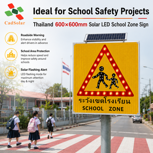 ป้ายเตือนเด็กข้ามถนนโซนโรงเรียนแบบ LED พลังงานแสงอาทิตย์ความสว่างสูง พร้อมฟิล์มสะท้อนแสงและข้อความภาษาไทยแบบกำหนดเอง - Product Image 5