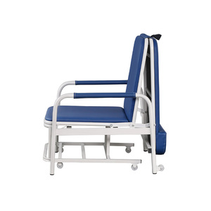 Silla de Acompañante para Hospital, Reclinable, Plegable, Metálica Azul, Portátil, para Pacientes, Uso con Suero Intravenoso - Product Image 3