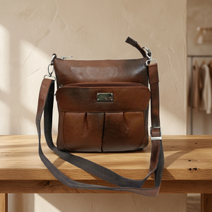 Pochette à fermeture éclair en cuir véritable artisanal, grande capacité, durable, imperméable, écologique, à longue sangle, pour filles, style décontracté et tendance - Product Image 4