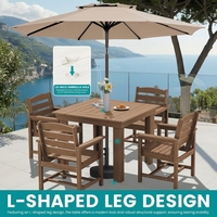 Ensemble de table et de chaises carrées d'extérieur, ensemble multi-pièces adapté aux terrasses, jardins et plages en plein air