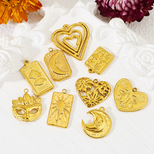 Pendentifs en forme de cœur de lune en acier inoxydable, formes variées, pour la fabrication de colliers, accessoires de bijouterie - Product Image 1