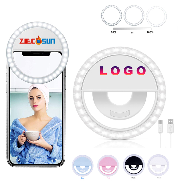 New upgrade Hot Sales mini portable mobile phone clip on  Selfie fill light round ring light led   lamp for photography