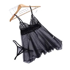 Dropshipping đồ lót sexy ren dây đeo treo váy phía trước khe nightdress đồ ngủ Trọng lượng nhẹ Đồ lót ngủ