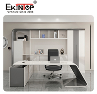 Ekintop Bureau de Direction Moderne Mobilier de Bureau Blanc Luxe Exécutif PDG Manager avec Tiroirs
