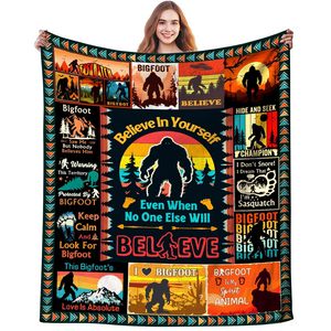 ผ้าห่มฟลานเนล Sunset Bigfoot ผ้าห่มนวม ผ้าห่มงีบหลับ ทนทานต่อการซีดจาง น้ำหนักเบา สำหรับเตียง โซฟา ปรับแต่งลายได้ตามต้องการ รับผลิตแบบ OEM ODM - Product Image 4