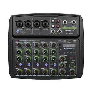 Telefone transmissão ao vivo placa de som casa música 6 canais mini mixer de áudio