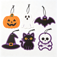 Désodorisant suspendu d'Halloween : Cartes parfumées à la citrouille, découpées sur mesure, amovibles pour voiture, maison et bureau